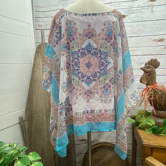 ROZ & ALI Handkerchief Tank Top Combo Shirt Top Blouse Size S Mandala Paisley - Picture 5 of 9